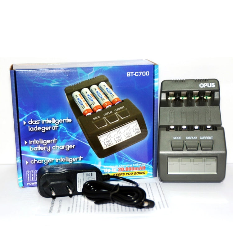 OPUS Smart Battery Charger Multifunctional Measuring Internal Resistance Backlight Charger, EU Plug, Model: BT-C700 by OPUS