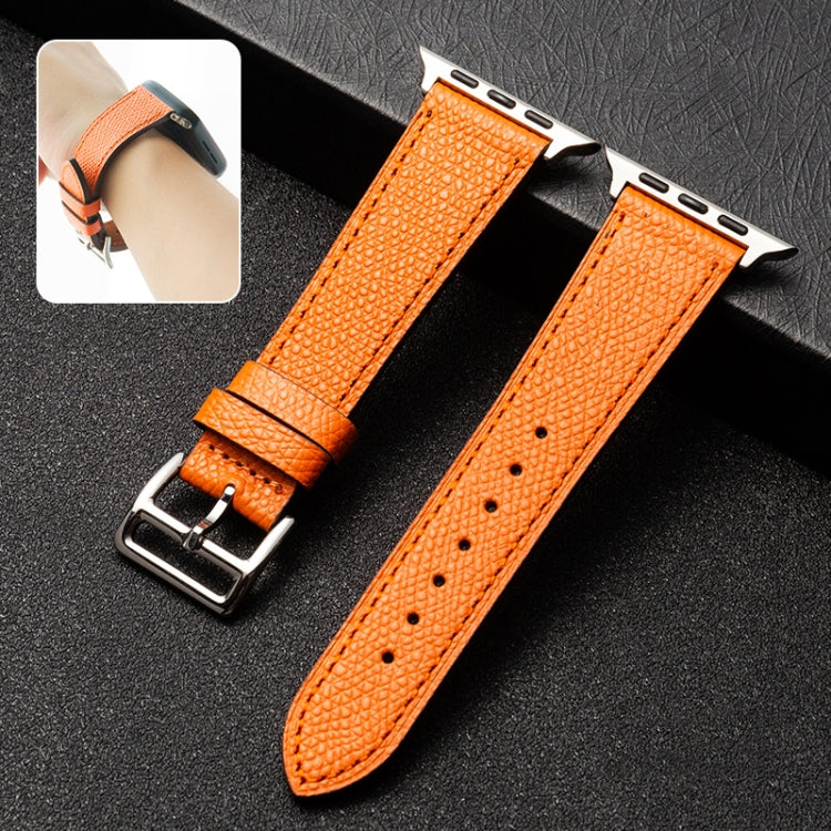 Cowhide Leather Strap Watch Band For Apple Watch Ultra 49mm&Watch Ultra 2 49mm / Series 9&8&7 45mm / SE 3&SE 2&6&SE&5&4 44mm / 3&2&1 42mm(Orange) - Watch Bands by buy2fix | Online Shopping UK | buy2fix