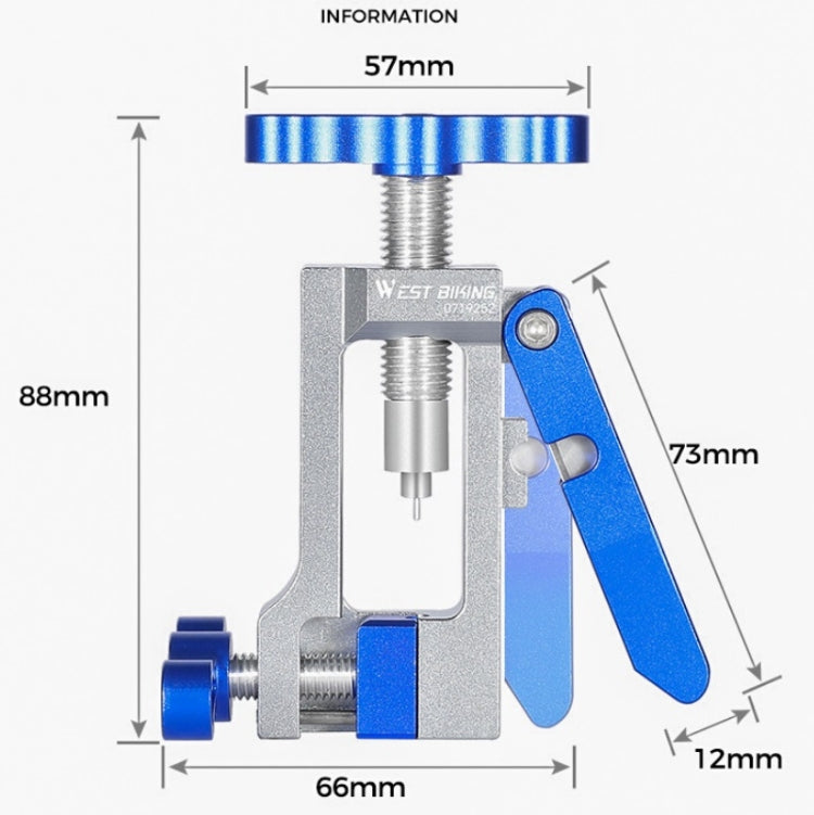 WEST BIKING YP0719252 Bicycle Oil Needle Installation Tool Cycling Tubing Jack Repair Tool(Silver Blue) - Maintenance tools by WEST BIKING | Online Shopping UK | buy2fix