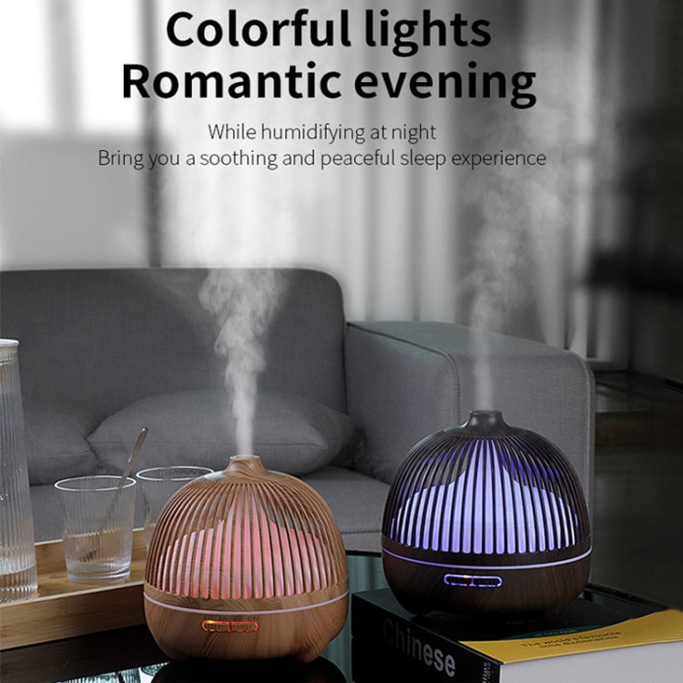 Bird Cage Wood Graphic Aromatherapy Machine Ultrasonic Smart Home Colorful Night Light Hollow Humidifier, Product specifications: US Plug(Deep Wood Pattern) - Air Purifiers & Accessories by buy2fix | Online Shopping UK | buy2fix