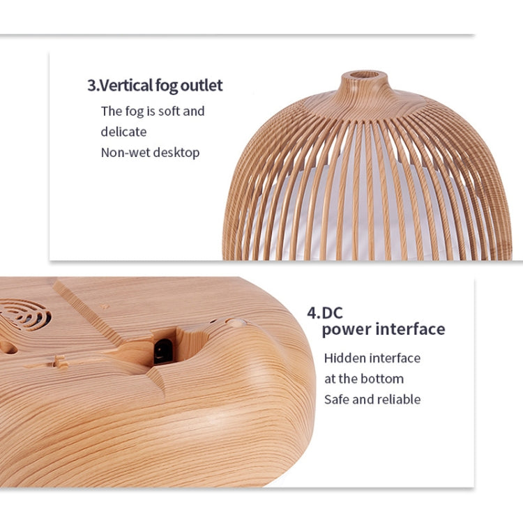 Bird Cage Wood Graphic Aromatherapy Machine Ultrasonic Smart Home Colorful Night Light Hollow Humidifier, Product specifications: US Plug(Deep Wood Pattern) - Air Purifiers & Accessories by buy2fix | Online Shopping UK | buy2fix