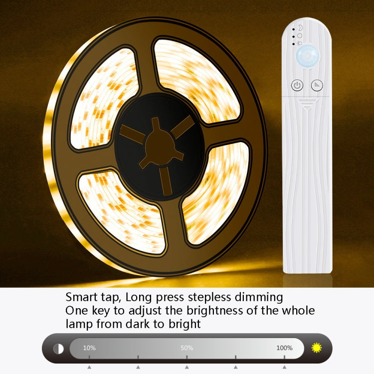 0.5m LED Battery Box Light Strip Intelligent Induction Dimming Soft Light Strip Drip Waterproof Cabinet Light Tape(2700K (Warm White)) - Sensor LED Lights by buy2fix | Online Shopping UK | buy2fix