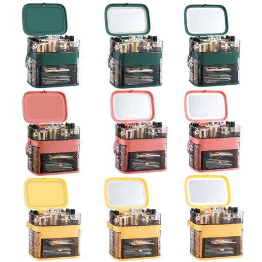 1003 Cosmetic Storage Box Desktop Dust-Proof Skin Care Products Large-Capacity Rack, Specification: Single Mirror Style (Peacock Green) by buy2fix