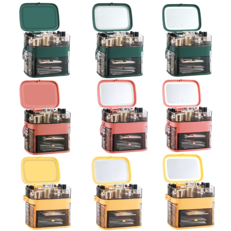 1003 LED Mirror Cosmetic Storage Box Desktop Dust-Proof Skin Care Products Large-Capacity Rack, Specification: LED Style (Peacock Green) - Storage Boxes by buy2fix | Online Shopping UK | buy2fix