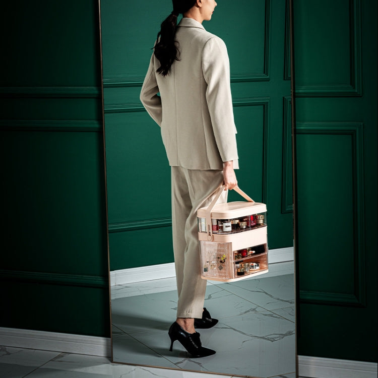 1003 LED Mirror Cosmetic Storage Box Desktop Dust-Proof Skin Care Products Large-Capacity Rack, Specification: LED Style (Peacock Green) - Storage Boxes by buy2fix | Online Shopping UK | buy2fix