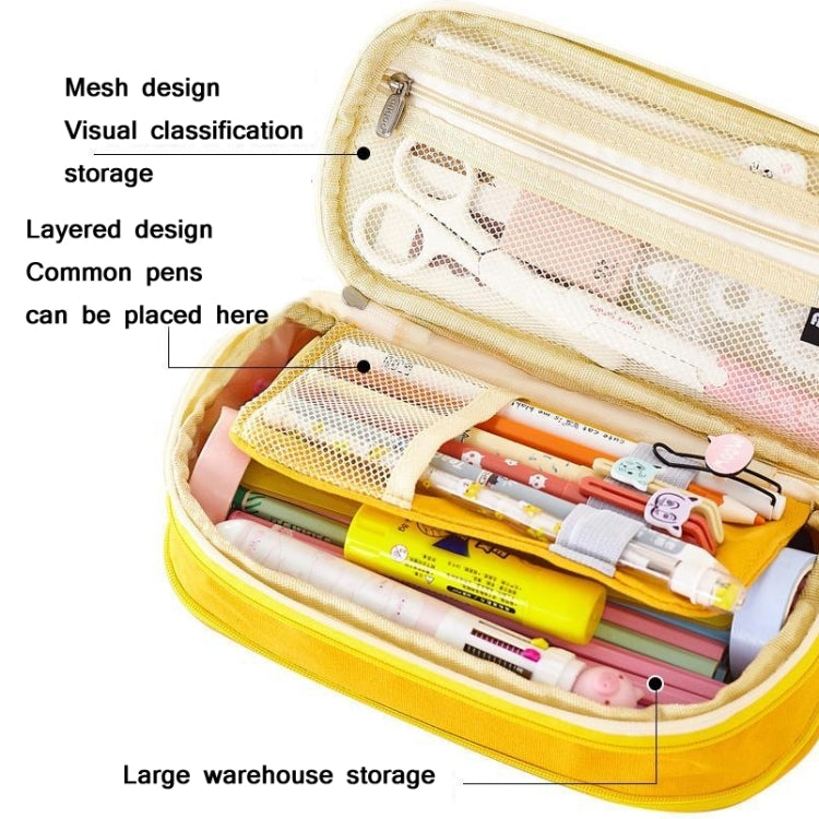 Angoo Cotton And Linen Large Capacity Pencil Stationery Bag(589 Shallow Khaki / Beige) - Pen Holder by Angoo | Online Shopping UK | buy2fix