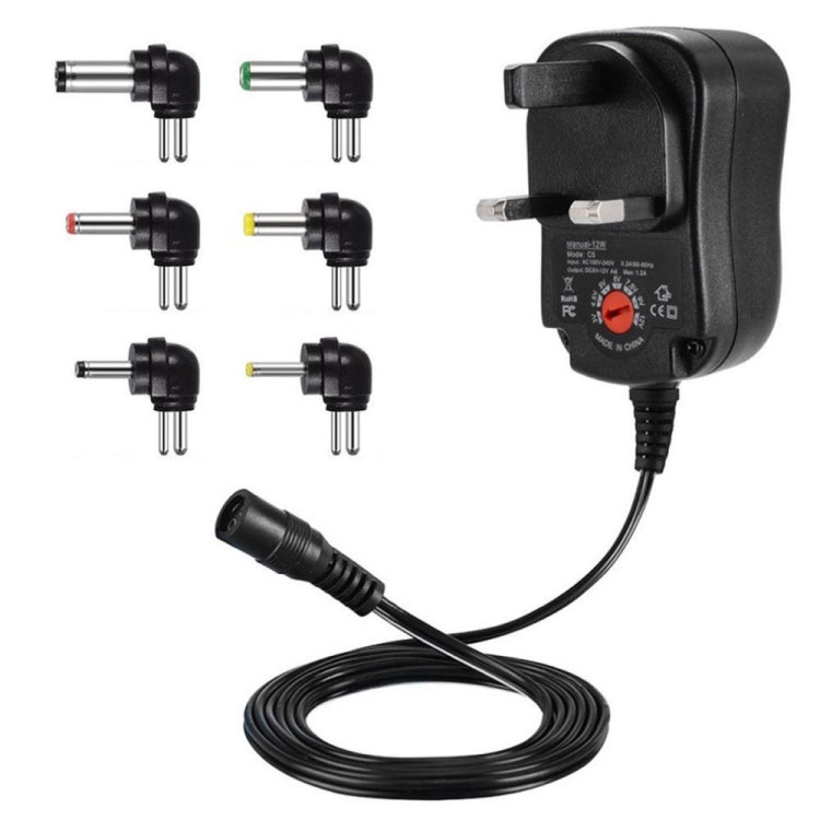 C5 3-12V 12W Adjustable Voltage Regulated Switch Power Supply Power Adapter Multifunction Charger With DC Tips(UK Plug) - AC Adapers by buy2fix | Online Shopping UK | buy2fix