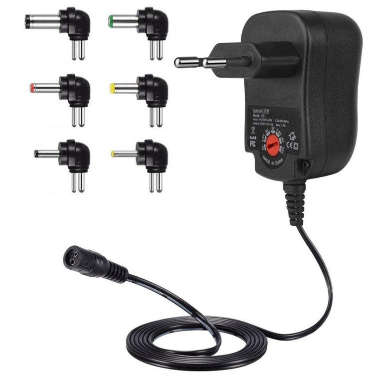 C5 3-12V 12W Adjustable Voltage Regulated Switch Power Supply Power Adapter Multifunction Charger With DC Tips(EU Plug) - AC Adapers by buy2fix | Online Shopping UK | buy2fix