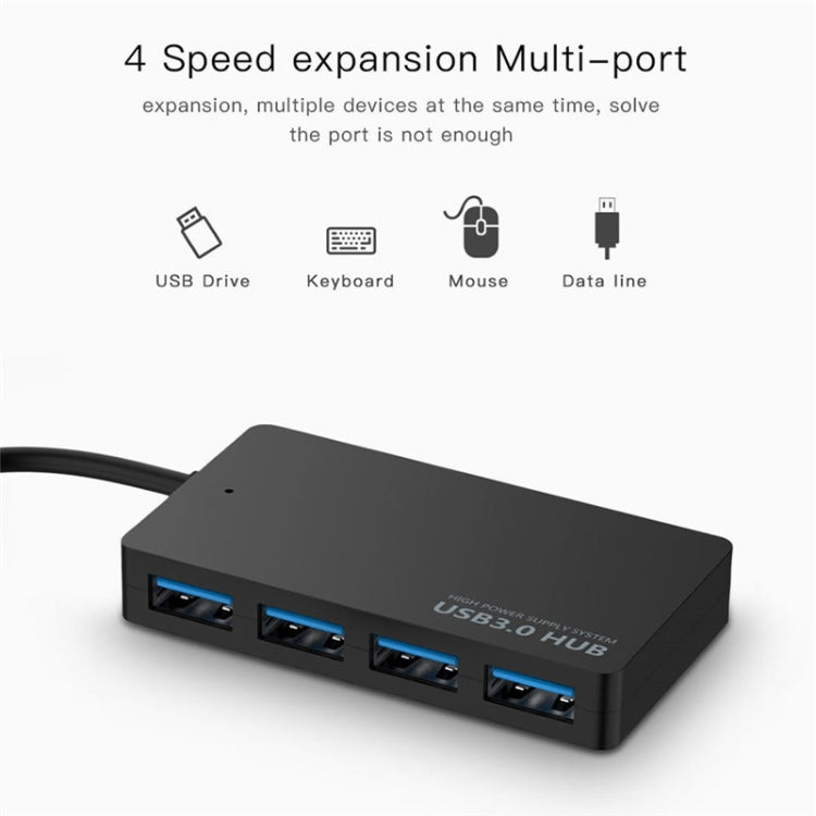 KYTC47 4 Ports USB Adapter Cable High Speed USB Docking Station Multi-Interface HUB Converter, Colour: Black USB 3.0 by buy2fix