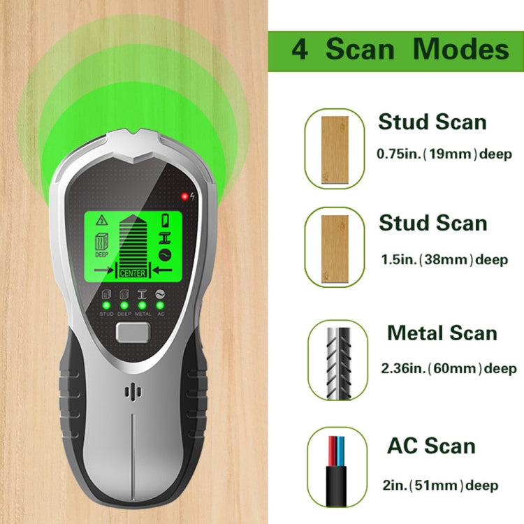 SH201 4 In 1 Multifunctional Digital Metal Detector Wall Detector(Silver Black) - Metal Detector by buy2fix | Online Shopping UK | buy2fix