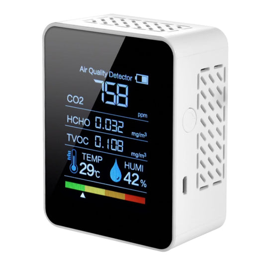 TVOC1 Portable CO2 Air Quality Formaldehyde Carbon Dioxide Detector Indoor Temperature Hygrometer with LED Digital Display(White) - Air & Water Quality Tester by buy2fix | Online Shopping UK | buy2fix
