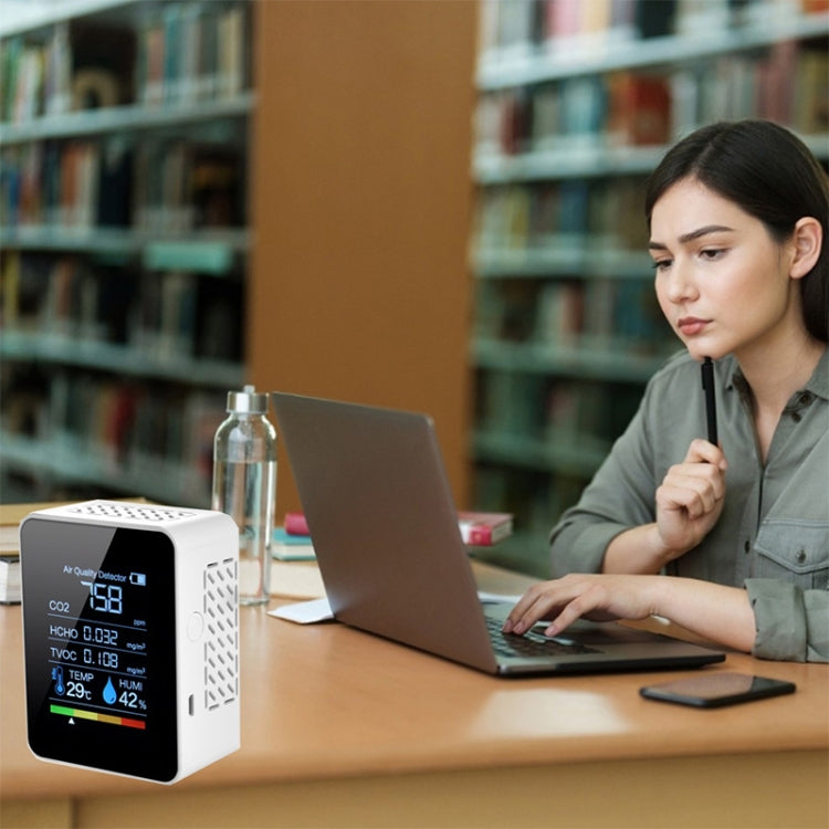 TVOC1 Portable CO2 Air Quality Formaldehyde Carbon Dioxide Detector Indoor Temperature Hygrometer with LED Digital Display(White) by buy2fix