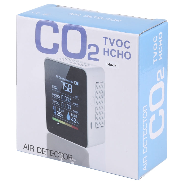 TVOC1 Portable CO2 Air Quality Formaldehyde Carbon Dioxide Detector Indoor Temperature Hygrometer with LED Digital Display(Black) - Air & Water Quality Tester by buy2fix | Online Shopping UK | buy2fix