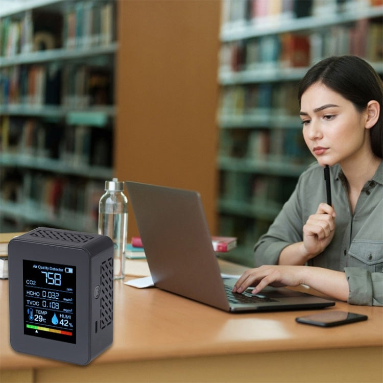 TVOC1 Portable CO2 Air Quality Formaldehyde Carbon Dioxide Detector Indoor Temperature Hygrometer with LED Digital Display(Black) - Air & Water Quality Tester by buy2fix | Online Shopping UK | buy2fix