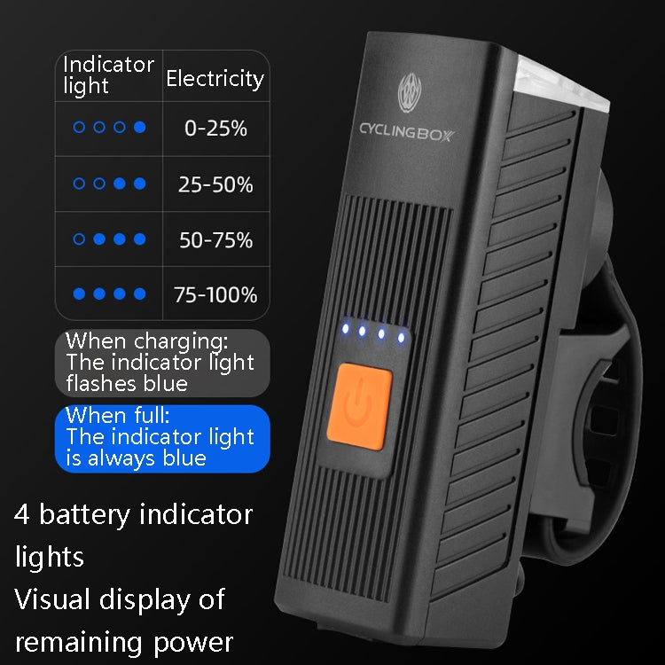 CYCLINGBOX BG-1811 Bicycle Charging Speaker Front Lamp USB Multi-Function Mountain Bike Accessories(Black) by CYCLINGBOX
