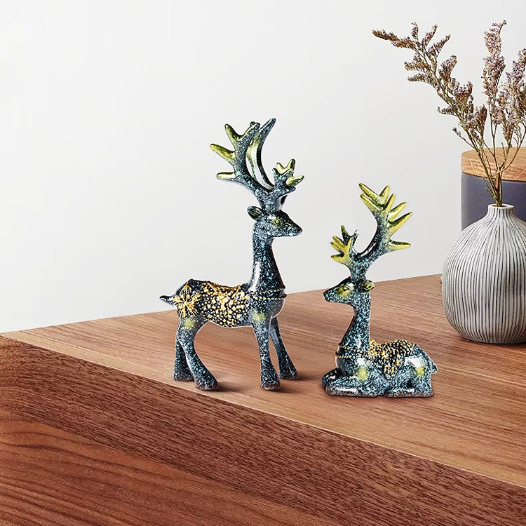 2 Pairs R-8820 Car Ornaments Car Home Safe Deer Decorations(Bronze Blue) by buy2fix