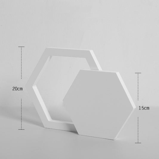 Hexagon+Hollow Hexagon Solid Wood Geometric Polygon Camera Props Creative Photography Ornaments by buy2fix