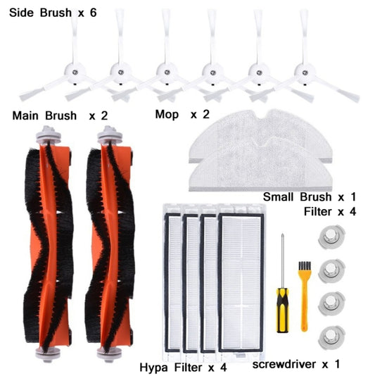 20 PCS/Set Hypa+Water Tank Filter+Side Brush+Main Brush+Mop+Small Brush For Mijia/Rock Sweeper by buy2fix