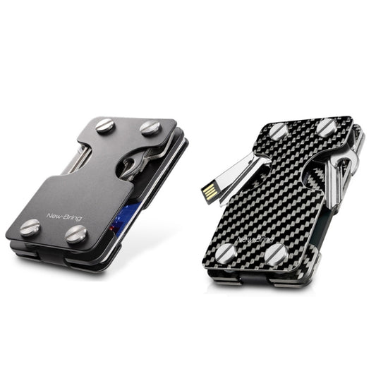 New-Bring Metal Card Holder Multifunctional EDC Wallet Can Store Keys & U Disk(Carbon Fiber) - Card & Passport Bags by New-Bring | Online Shopping UK | buy2fix