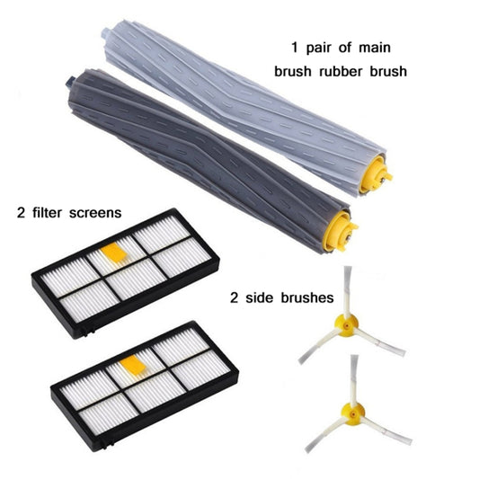 Robot Sweeping Brush + Hypa Filter + Triangle Side Brush For iRobot 800 960(Black) by buy2fix