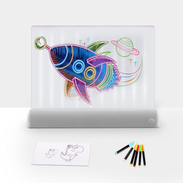 3D Painting Fluorescent Plate LED Shining Puzzle Children Graffiti Panel Handwritten Message Board(Grey) - by buy2fix | Online Shopping UK | buy2fix