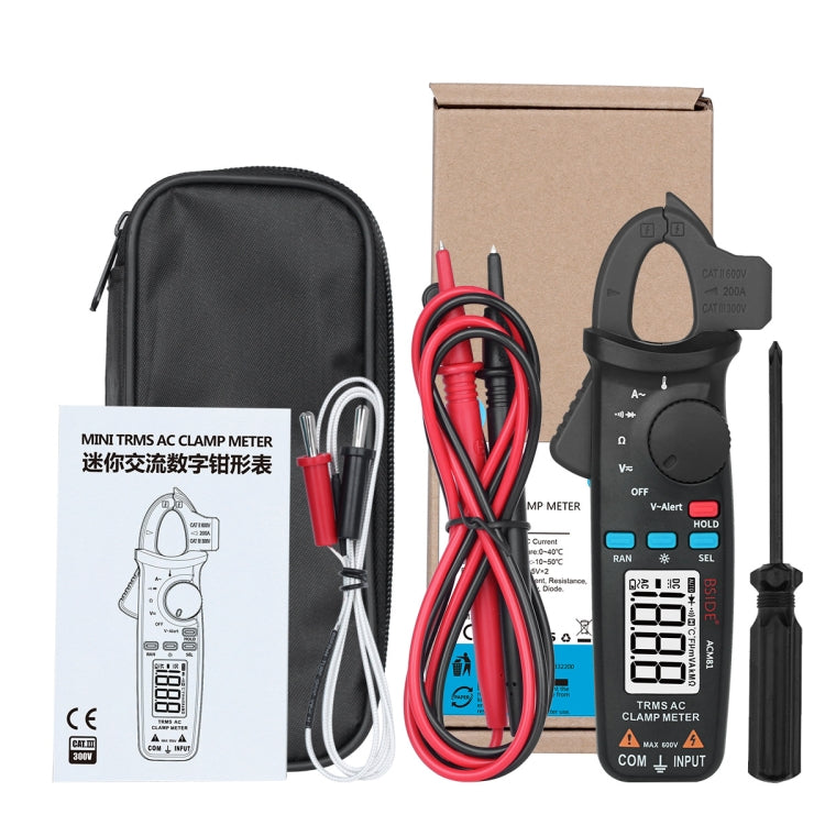BSIDE ACM81 Digital Clamp Meter Auto-Rang 1mA Accuracy 200A Current DC AC Multimeter(Black) by BSIDE