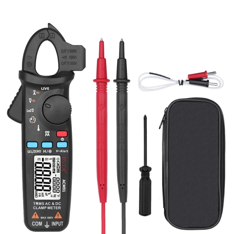 BSIDE ACM91 Digital Clamp Meter AC/DC Current 1mA True RMS Auto Range Capacitor Tester Multimeter(Black) - Digital Multimeter by BSIDE | Online Shopping UK | buy2fix