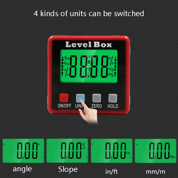 Precision Digital Inclinometer Electron Goniometers 4x90 Degree Magnetic Base Digital Protractor Angle Finder Bevel Box(Inclinationery) - Other Tester Tool by buy2fix | Online Shopping UK | buy2fix
