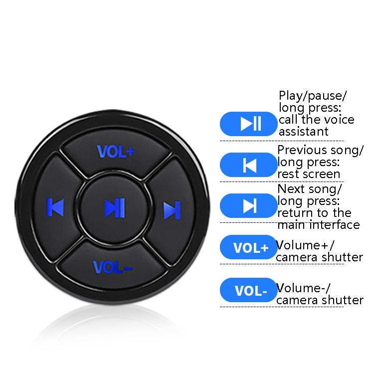 Car Mobile Phone Remote Control Bluetooth Wireless Multimedia Button Remote Control Music Playback Selfie, Colour: Silver With Buckle - Bluetooth Car Kits by buy2fix | Online Shopping UK | buy2fix