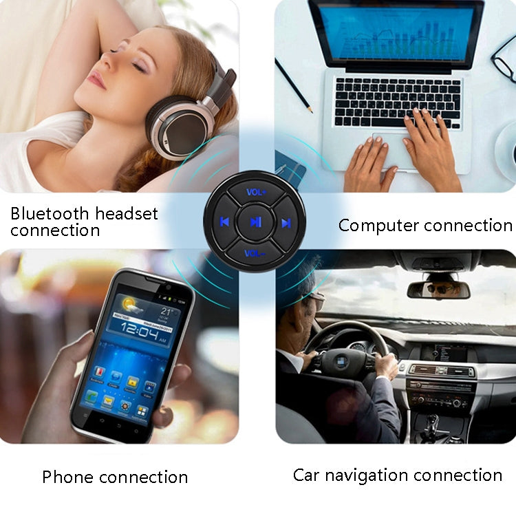 Car Mobile Phone Remote Control Bluetooth Wireless Multimedia Button Remote Control Music Playback Selfie, Colour: Silver With Buckle - Bluetooth Car Kits by buy2fix | Online Shopping UK | buy2fix