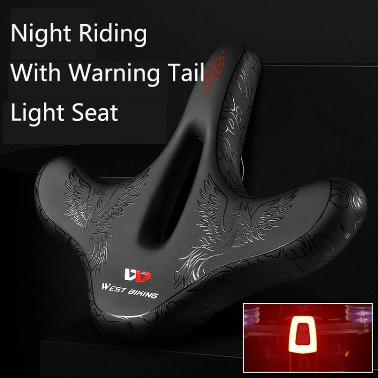 WEST BIKING YP1602797 Bicycle Hollow Seat Night Riding With Warning Tail Light Seat(Line Swallow) - Bicycle Saddle by WEST BIKING | Online Shopping UK | buy2fix