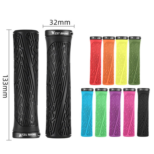 1 Pair WEST BIKING YP0804061 Bicycle Anti-Slip Shock Absorber Grip Mountain Bike Rubber Handlebar Cover(Black) by WEST BIKING