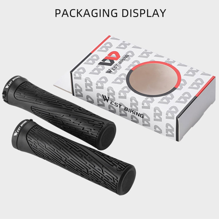 1 Pair WEST BIKING YP0804061 Bicycle Anti-Slip Shock Absorber Grip Mountain Bike Rubber Handlebar Cover(Black) by WEST BIKING