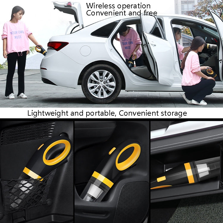 Car Vacuum Cleaner Wireless USB Charging High Power Small Handheld Vacuum Cleaner(Black Yellow) - Vacuum Cleaner by buy2fix | Online Shopping UK | buy2fix