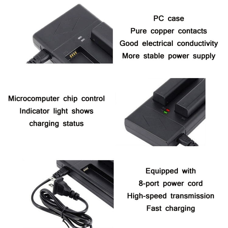 Jinnet 2 PCS Smart Dual Charge Handheld Gimbal Camera Battery Charger For DJI/Osmo(US Plug) - Battery Wall Charger by Jinnet | Online Shopping UK | buy2fix