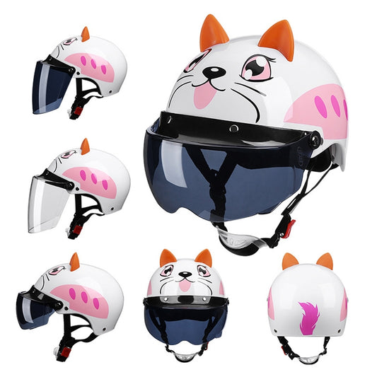 BYB X-866 Adult Electric Motorcycle Helmet Men And Women Universal Hard Hat, Specification: Transparent Long Lens(Four Seasons White) by buy2fix