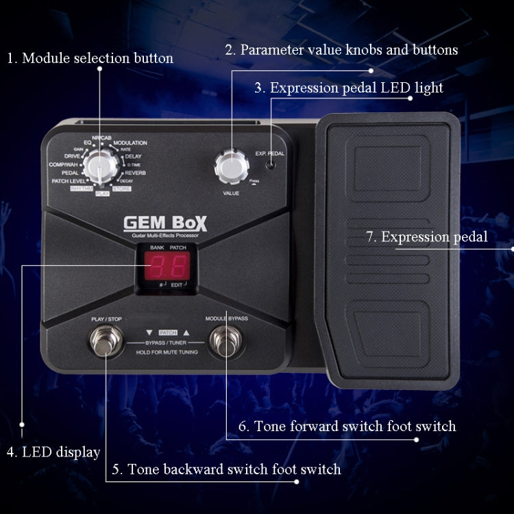 GEM-BOX Electric Guitar Effects Adjustable Multi-Effects Device(Black) by buy2fix