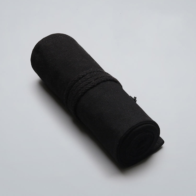 72 Holes Pure Black Handmade Canvas Roll Pen Bag Large Capacity Boy And Girl Sketch Color Pencil Curtain - Pen Holder by buy2fix | Online Shopping UK | buy2fix
