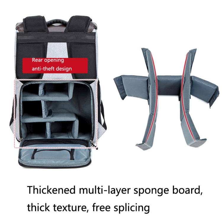 C3081 Camera Computer Shoulder Digital Camera Bag Large Capacity Photography Backpack(Light Grey) by buy2fix