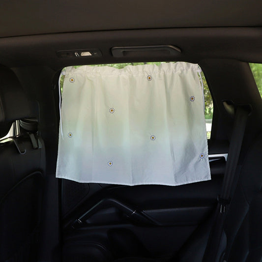 Car Embroidery Curtain Sunshade Cartoon Cotton Suction Cup Curtain Car Sunscreen Insulation Covering Curtain(Sun Flower) by buy2fix