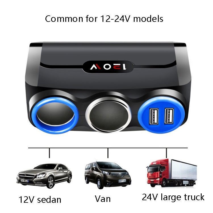 Car Cigarette Lighter Multi-Function Mobile Phone Charging USB Car Charge 12/24V Adapter Plug(Black Red) by buy2fix