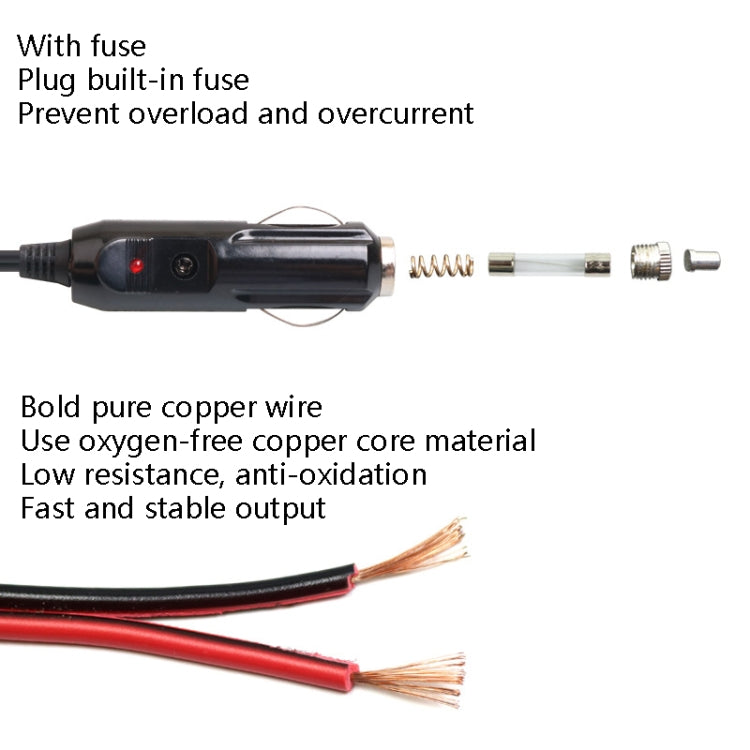 Car Compressor Refrigerator Line 12/24V Semiconductor Refrigerator Power Cord Cigarette Lighter Line, Specification: With Switch 1m - Bluetooth Car Kits by buy2fix | Online Shopping UK | buy2fix