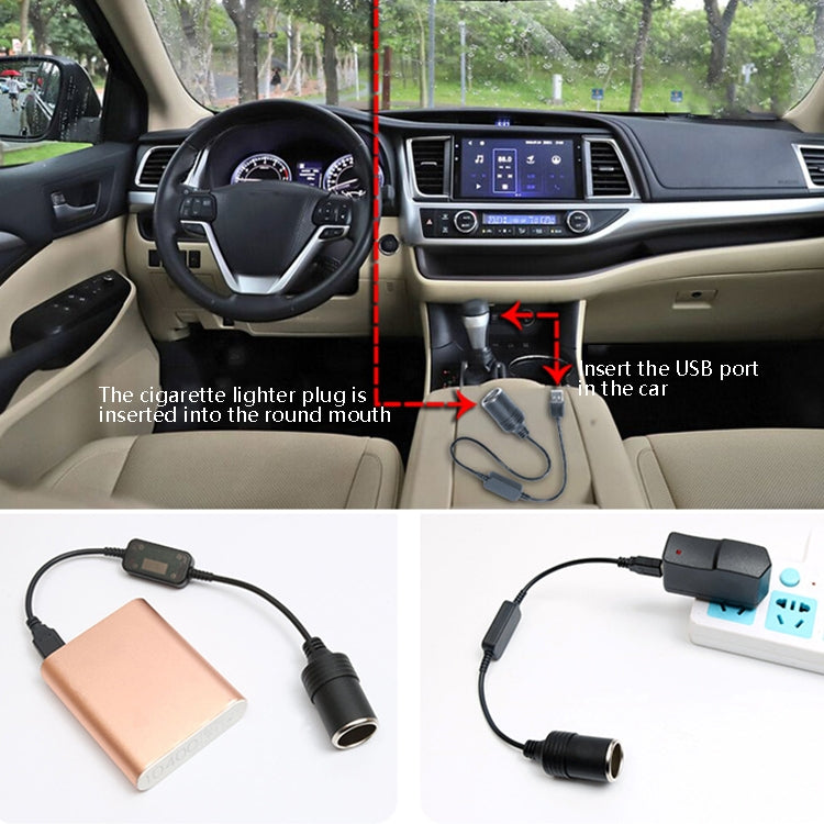 5V Turn 12V USB To Cigarette Lighter Socket Female Head Driving Recorder Mobile Power Cord, Specification: 1.2m - Cigar Socket by buy2fix | Online Shopping UK | buy2fix