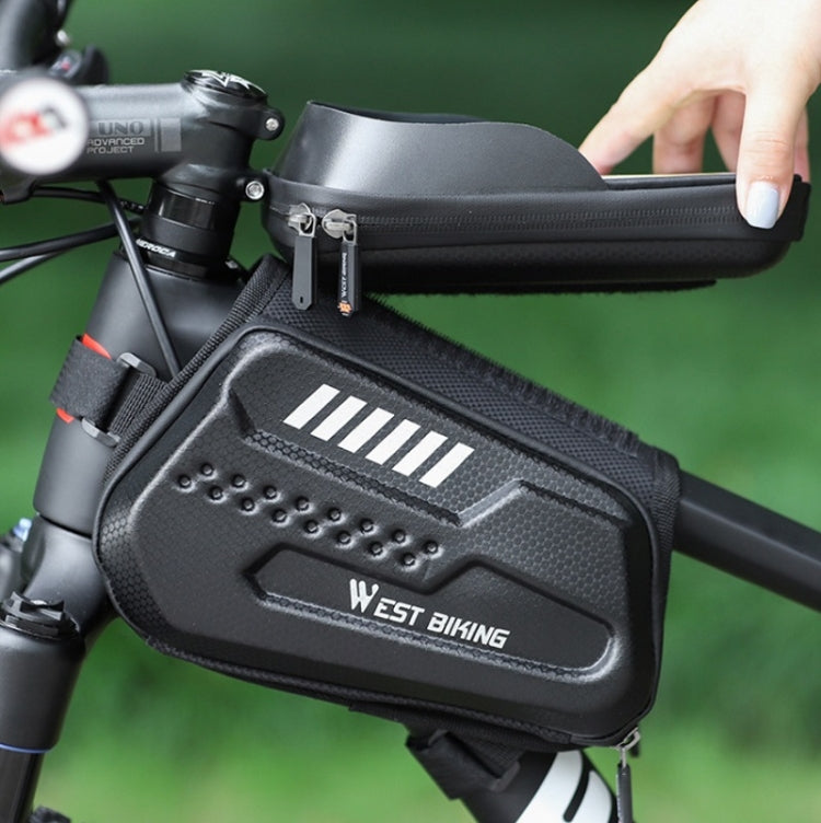 WEST BIKING Bicycle Hard Shell Front Beam Reflective Bilateral Phone Case(Black) by WEST BIKING
