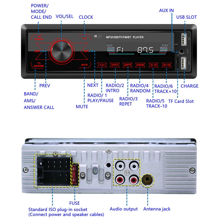 A2818 Car Bluetooth Speakerphone Car MP3 Player Function Touch Double U Disk Colorful Lights Radio, Specification: Standard+8G Memory Card - Car MP3 & MP4 & MP5 by buy2fix | Online Shopping UK | buy2fix