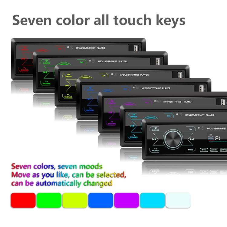 A2818 Car Bluetooth Speakerphone Car MP3 Player Function Touch Double U Disk Colorful Lights Radio, Specification: Standard+8G Memory Card - Car MP3 & MP4 & MP5 by buy2fix | Online Shopping UK | buy2fix