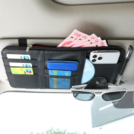 2 PCS Auto Sun Visor Card Clip Business Card Glasses Clip Zipper Car Mobile Phone Document Folder(Black) by buy2fix
