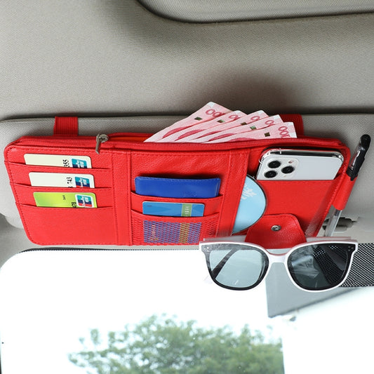 2 PCS Auto Sun Visor Card Clip Business Card Glasses Clip Zipper Car Mobile Phone Document Folder(Red) by buy2fix