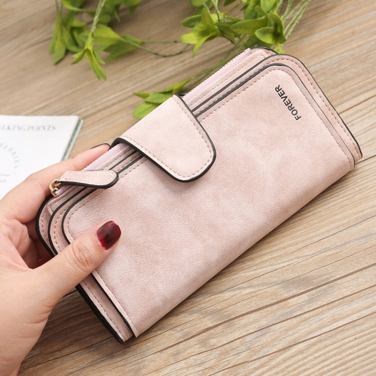 B821 Ladies Frosted Coin Purse PU Leather Clutch Multi-Purpose Long Wallet Large Capacity Card Case(Brown) - Wallets by buy2fix | Online Shopping UK | buy2fix