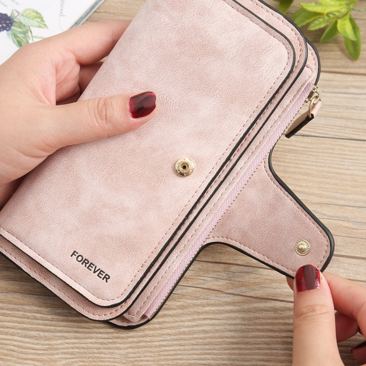 B821 Ladies Frosted Coin Purse PU Leather Clutch Multi-Purpose Long Wallet Large Capacity Card Case(Brown) - Wallets by buy2fix | Online Shopping UK | buy2fix
